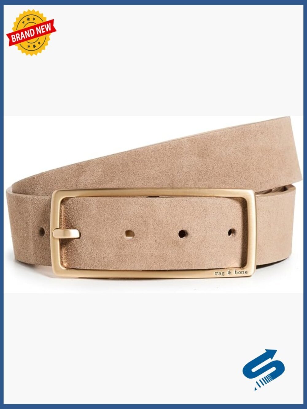 Suede Buckle Belt - Genuine Leather - 1.5" Width - Large - Rag & Bone Rebound
